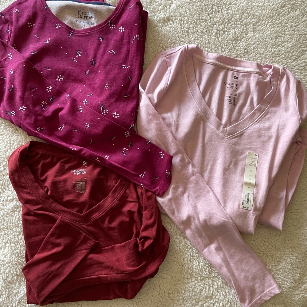 3 extra small long sleeve tops NWT